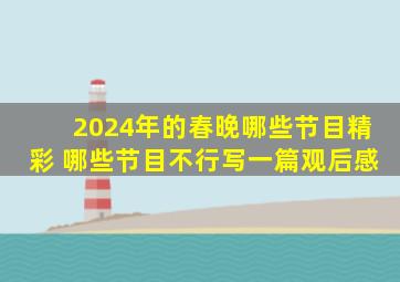 2024年的春晚哪些节目精彩 哪些节目不行写一篇观后感